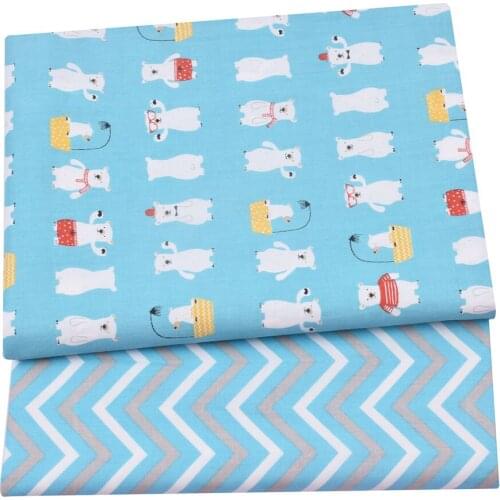 Bear Blue Printed 100% Cotton Twill Fabric For Baby Child, Sewing Quilting Bed Sheet Fabric Handmade Patchwork Cloth