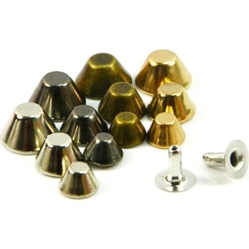 100pcs 10mm Mix 4 Colors Bucket Spike Studs Rivet Metal DIY Fashion Punk Rock Leather