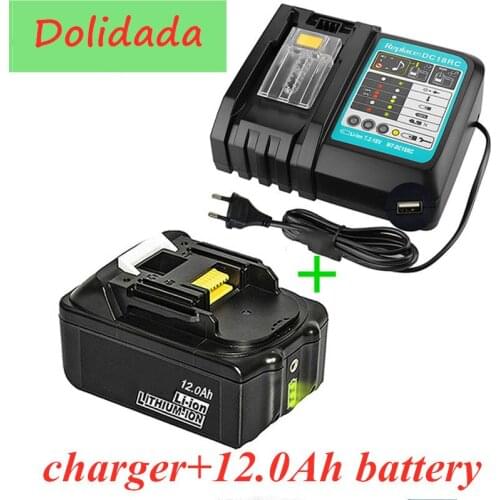 18V 12Ah Rechargeable Battery 12000mah LiIon Battery Replacement Power Tool Battery for MAKITA BL1880 BL1860 BL1830+3A Chargerr