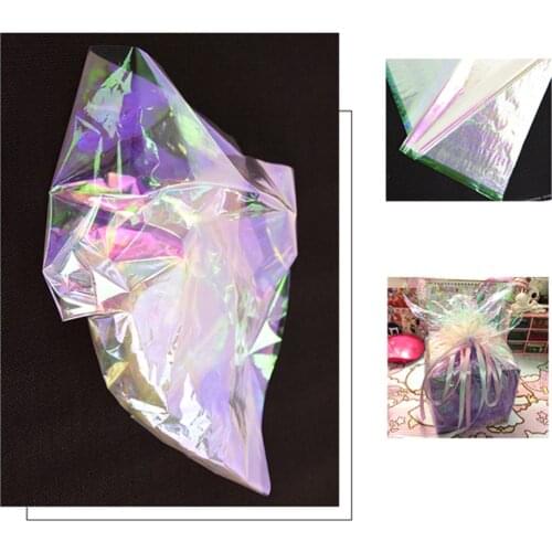 20PCS Iridescent Film Cellophane Wrapping Packaging Paper for Flower Bouquet Gift Decoration