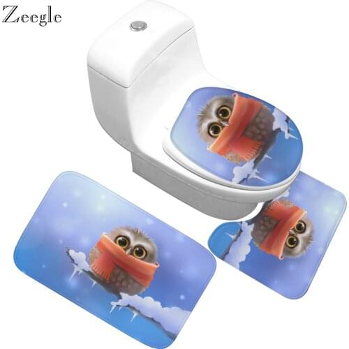 Zeegle Toilet Bath Mats 3pcs Bath Mats Set Anti-slip Floor Mats Bathroom Toilet Rugs Absorbent Shower Rug