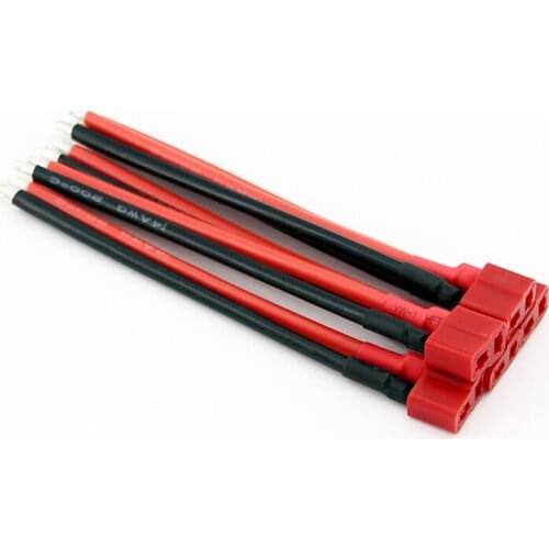 5/20pcs Female T-Plug / T-Connectors Deans Style with 10cm 14awg Wire
