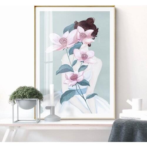 5D Newest Diamond Painting Full Diamond Beautiful Girl Modern Flower Fresh Bedroom Diy Diamond Embroidery Girl Hanging Paintings