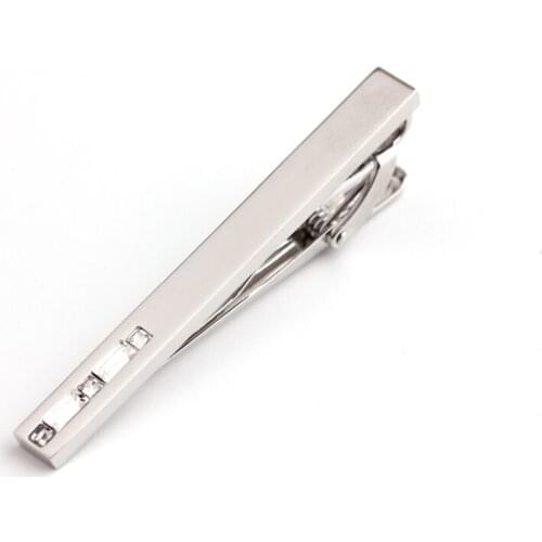 White crystal metal tie clip