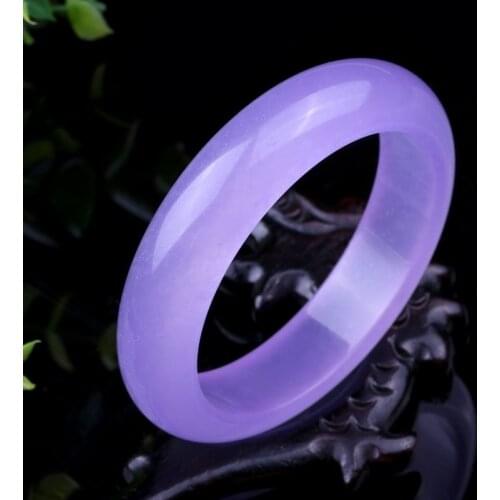 Genuine Natural Violet Jade Bangle Bracelet Fashion Charm Jewellery Accessories Hand-Carved Amulet Gifts for Women Men