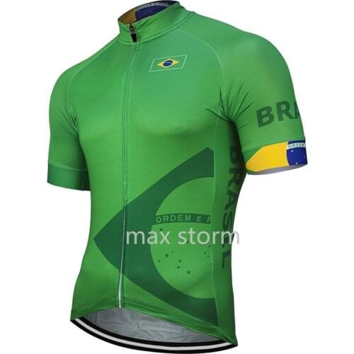 Brazil 2021 Mens Cycling Jersey Bike Road Mountain Race Short Sleeve Green Racing Clothing Customized