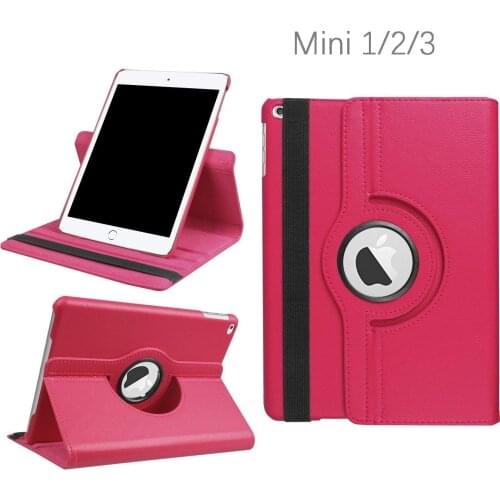 Case For iPad Mini 1 2 3 Stand Holder 360 Degrees Rotating PU Leather Flip Cover Cases Smart Tablet Case A1432 A1454 A1600 A1490