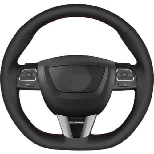 Car Steering Wheel Cover Soft Black Artificial Leather For Seat Leon Altea Leon Cupra 2008-2012 Toledo 2012-2014 Alhambra 2010