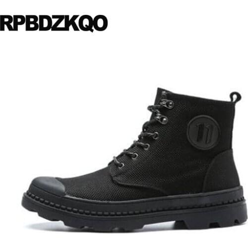 Autumn High Quality Flat Army Military Canvas Shoes 2018 Boots Men Durable Combat Non Slip Ankle Designer Short Black Lace Up