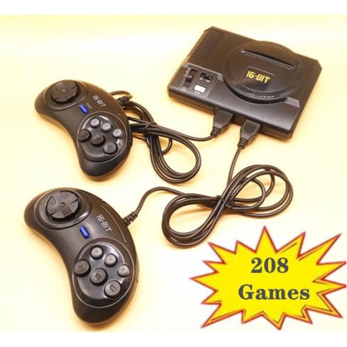For Sega MegaDrive 16 Bit Games with 208 Different Built-in Games Two Gamepads AV Out 2021 New Retro Mini TV Video Game Console