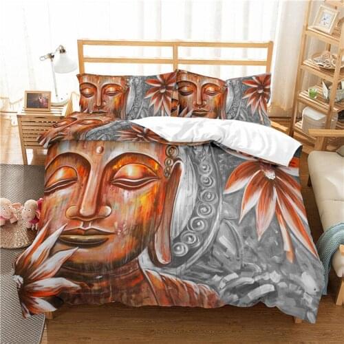 Home Textile Luxury 3D Buddha Statue Print 2/3Pcs Comfortable Duvet Cover PillowCase Bedding Sets Queen and King EU/US/AU Size