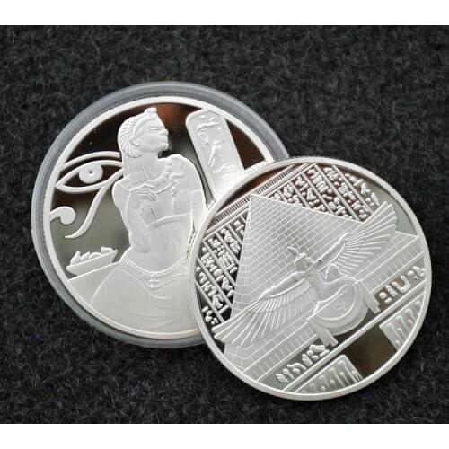 Egypt Cleopatra Gold Silver Plated 40mm Egyptian Queen Nefertiti Commemorative Coin Tourism Gift