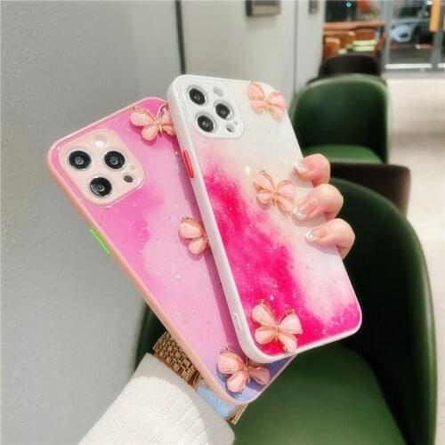 3D Butterfly Smooth Jelly Glitter Stars Case For iPhone 11 Cover For iPhone 12 Pro Max X XS Max XR 6 6S Plus 8plus 7 Plus Cases
