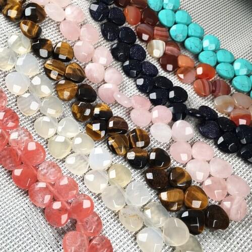 Natural Stone Faceted Bead Water Drop Shape Agates Loose Spacer Beads for Jewelry Making DIY Necklace Bracelet Accessories