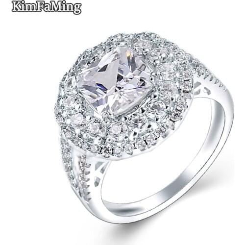 Beautiful Lady Flower Cluster Rings Wedding Jewelry with White Zirconia GR143