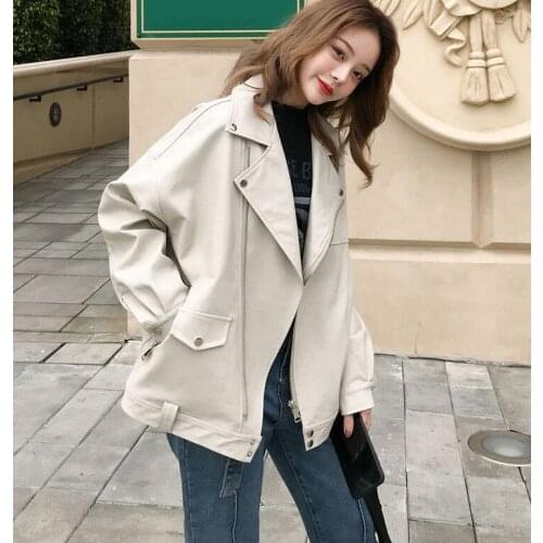 Fashion Oversized Coat Women Faux Leather Jacket Spring Autumn Loose Biker Motorcycle Jackets Female Punk Streetwear