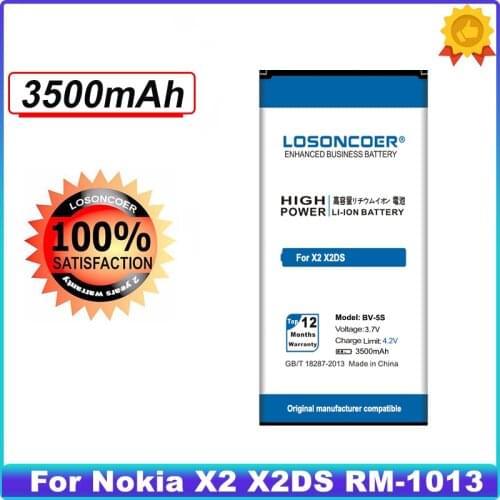 LOSONCOER 3500mAh BV 5S BV-5S High Quality Li-ion Battery For Nokia X2 X2DS RM-1013