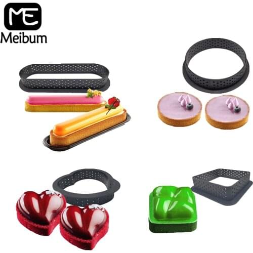 Meibum Egg Tart Ring 5 Styles Plastic Perforated French Dessert Mould Kitchen Baking Tool Fruit Mousse Cake Cookies Pastry Molds