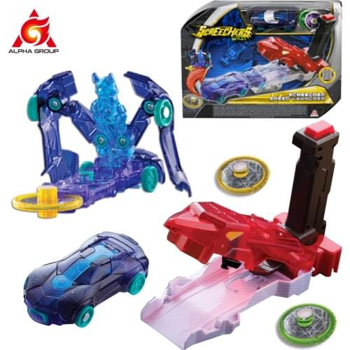 Screechers Wild - Rapid Fire Disc Blaster Set or Speed Launcher Set Flips Transformation Vehicle Flip - Beast Mode Coin Kids Toy