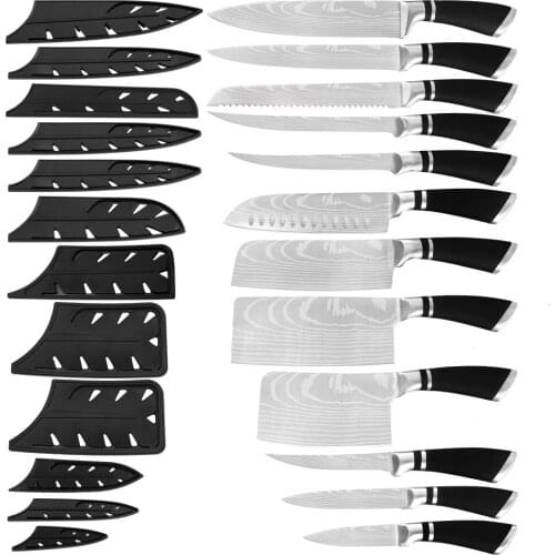 Stainless Steel Knife Kitchen Knives Set Gift Edge Guard Sheath Boning Cleaver Slicer Utility Knife Meat Poultry Seafood Tool