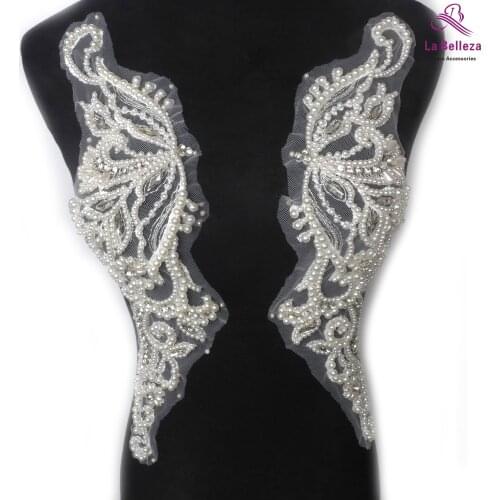 Handmade patch,pearls appliques,ivory gown patch by pair,pink handmade pearls appliques,gold wedding patch