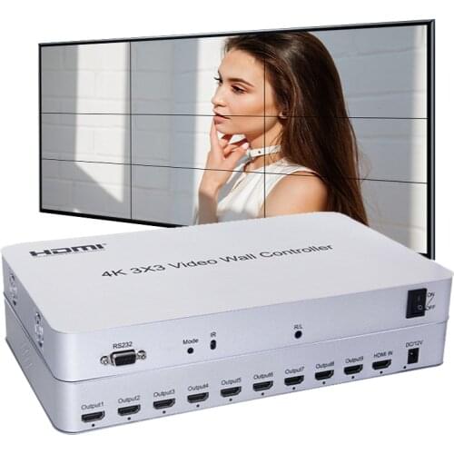 3x3 HDMI Video Wall Processor 9 Dynamic Image Screen Splicer Splitter 3x2 2x2 3x1 1x3 2x3 4x2 2x4 Display Video Wall Controller