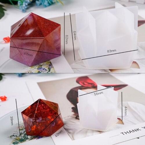 New Crystal Epoxy Mold Desktop Table Decoration Jewelry Large Multi-faceted High Mirror Resin Silicone Mould