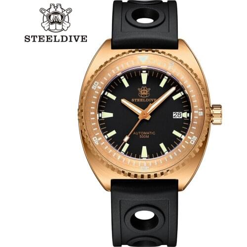 Steeldive 2021 New Arrival 1973S BGW9 Luminous Self-Wind Mechanical NH35 Cusn8 Bronze Watch Sapphire 500m Diver Watch Automatic