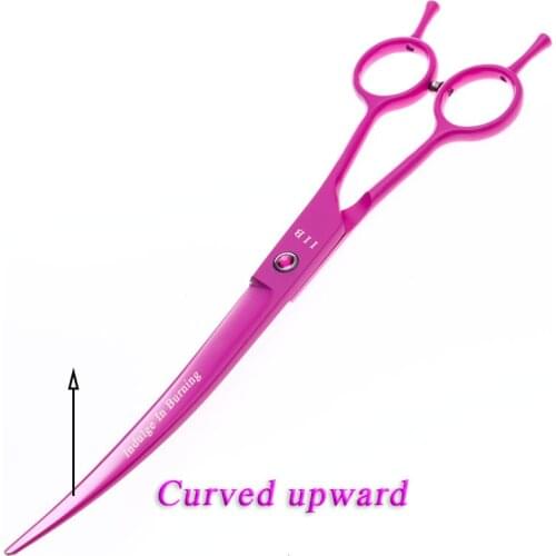 Pet Scissors 8" Pink Upward Curved Pet Grooming Scissors Professional Shears Salon Barber Using Dogs & Cats