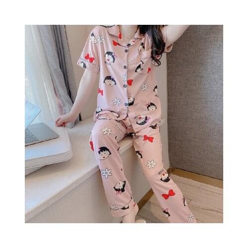 Chi-bi Maruko 8661624 Anime Pajamas Sets Long Sleeve Sleepwear Suit Cartoon Home Women Nightclothes Nightwear Warm Winter Gift