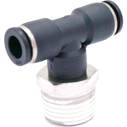 Pneumatic 5/16" Tube x 1/2" NPT Thread Male Tee Branch Connector Push In Fitting