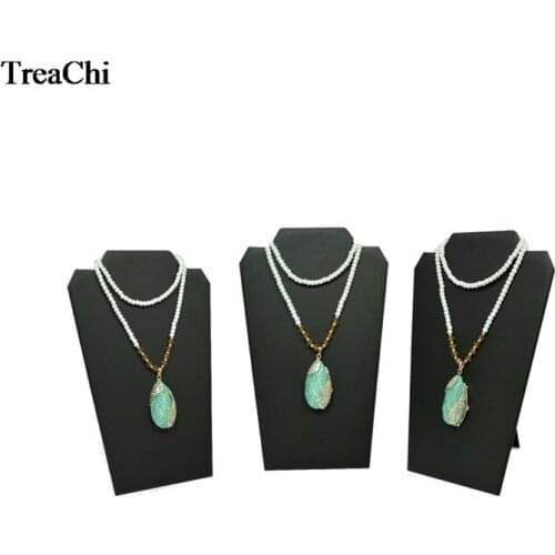 3Pcs/lot Black leatherette Necklace Jewelry Display Shelf Foldable Pendant Holder Stand Easel Bead Chain Showcase Stand 20*32 cm