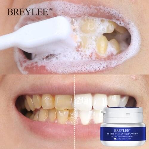 BREYLEE Teeth Whitening Powder Remove Plaque Stains Bleaching Dental Toothpaste Tools Oral Cleaning Hygiene White Teeth Care 30g