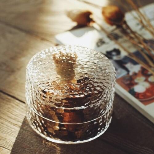 Transparent Hammered Glass Storage Jar Food Grade Lead-free Glass Snacks Round Storage Jar Tea Caddy Kitchen Supplies