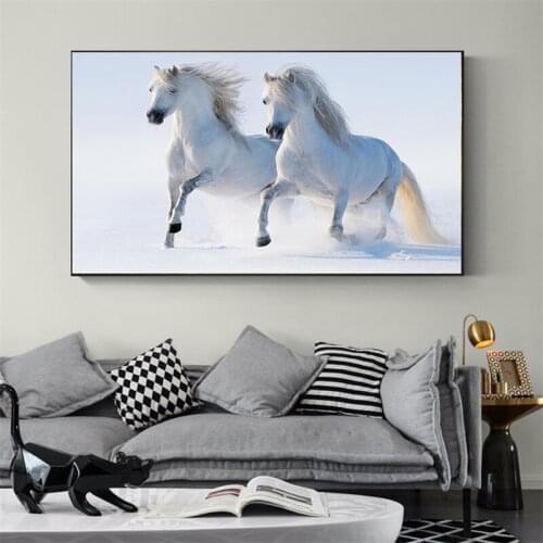 Heroic Horse Modern Picture Decorative Poster Wall Painting Running Horse Wall Art Canvas Pictures for Living Room Home Decor