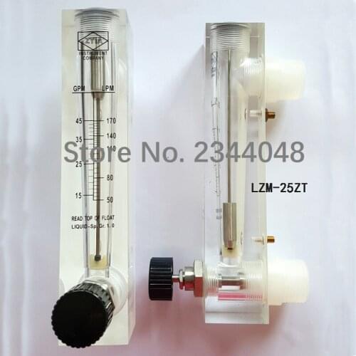 LZM-15 panel type water flow meter 0.5 ~ 5GPM 2 ~ 18LPM stainless steel joint liquid flow meter