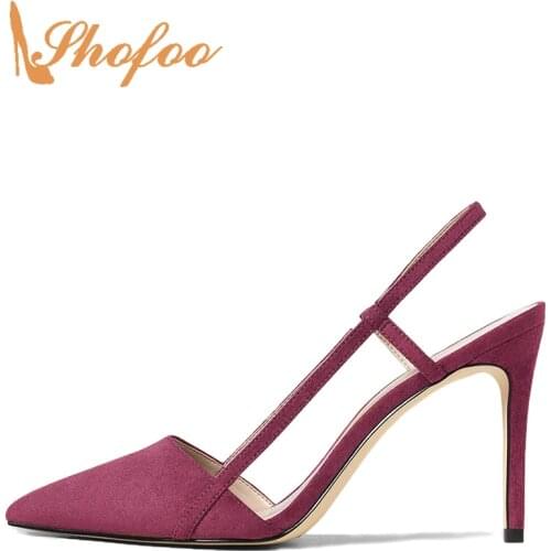 Small Size 33 35 Woman Shoes Slingbacks Stiletto Pointed Toe High Thin Heels Ankle Wrap Pumps Ladies Office Footwear Mature 2021