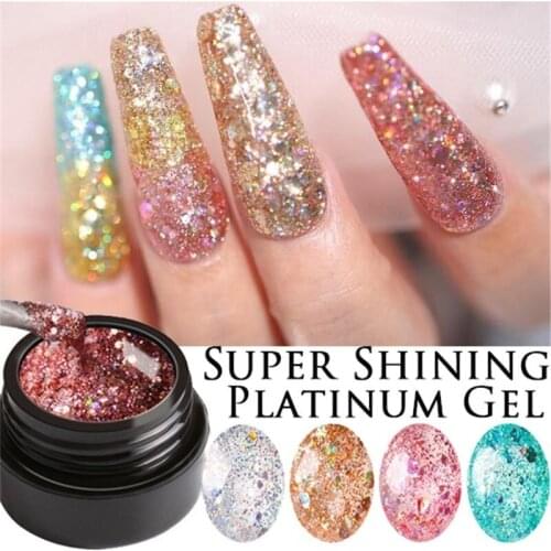 Super Platinum Nail Gel Super Shining Color UV Gelpolish Nail Gel 60 Colors Pure Color Soak Off Uv Led Lamp 5ml Polish Gel Paint
