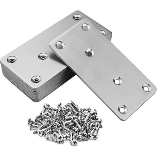 10 Pack Flat Mending Plate Straight Steel Brace, Mending Joining Plates Repair Fixing Bracket Connector,with Screw