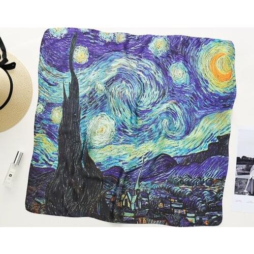 Van Goghs starry Sky Fashion Scarf For Women Hair Scarfs Kerchief 70*70cm Square Neckerchief Headband Scarves For Ladies