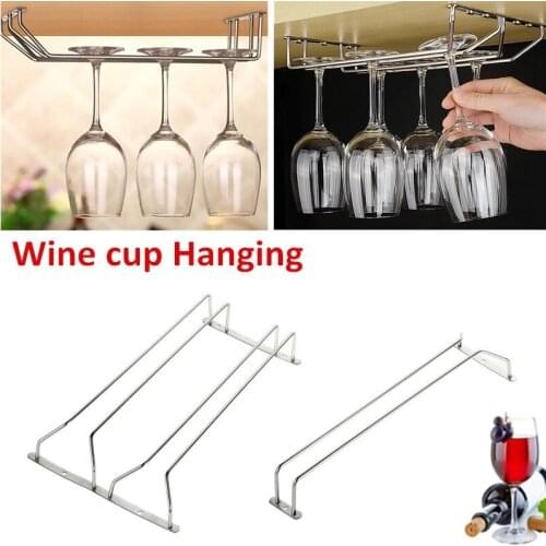Wine Glass Holder Wine cup Hanging Drinking Stemware Rack Under Cabinet Storage