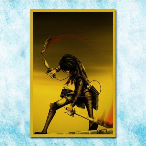Japanese Anime Attack On Titan Poster Eren Jaege Mikasa·Ackerman Art Silk Canvas Retro Print For Home Room Decor-035