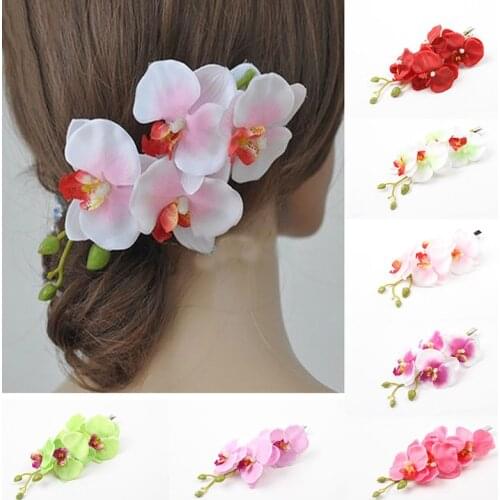 1PC Gift Sand Beach Women Chic Fashion Flowers Hair Clips Colorful Handmade Butterfly Orchid Hair Clip Vacation Korean