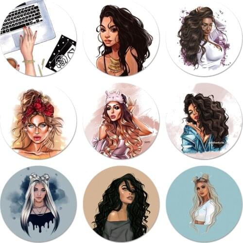 58mm VOGUE Queen Princess Girl Female boss coffee Icons Pins Badge Decoration Brooches Metal Badges For Backpack Decoration