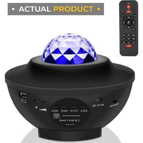 Star Projector Galaxy LED Star Night Light Lamp Music Starry Water Wave Galaxy Projector Light Bluetooth Sound-Activated Light