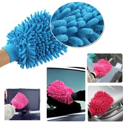 1pcs Chenille Coral Microfiber Premium Scratch-Free Wash Mitt Color Random