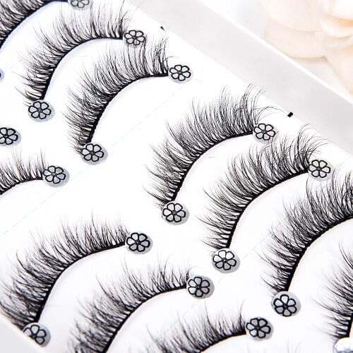 Yokpn 10 Pairs Thick False Eyelashes Multi-Layered Thick European American Eyelashes Short Curled Eye Tail Lengthen Eyelashes