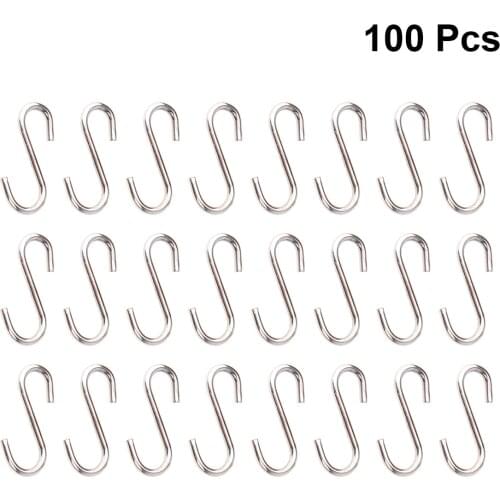 100PCS DIY Mini S-shaped Hooks Sturdy Hooks Stainless Steel S Hangers Metal DIY Jewelry Accessory Mini Hanging Hooks Silver A50