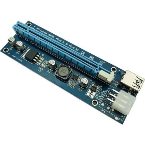 100PCS Blue PCI-E Riser 006C Express 1X 4x 8x 16x Extender PCI E USB 3.0 Extender Adapter Card SATA 15pin for BTC Mining Miner