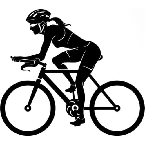 15CM*14CM Sport Bike Woman Female Cyclist KK Vinyl Waterproof Sunscreen Decal Car Sticker Car Accessories